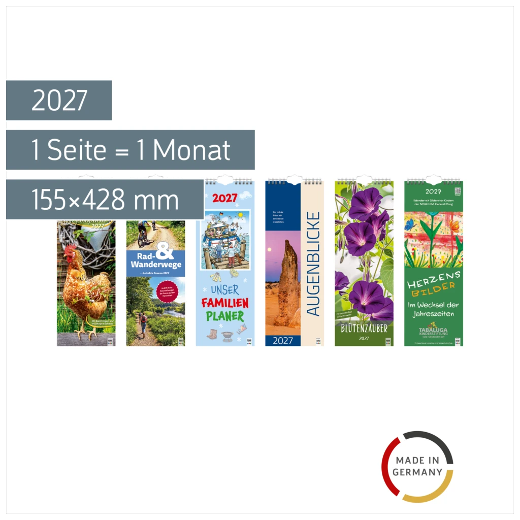 Streifenkalender 2027 | 155×428 mm, sortiert