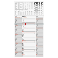 3-Monatskalender 2027 | grau, 30×56 cm