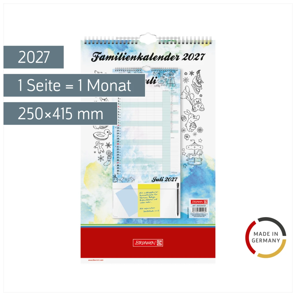 Familienkalender 2027 „Aquarell“ | 250×415 mm