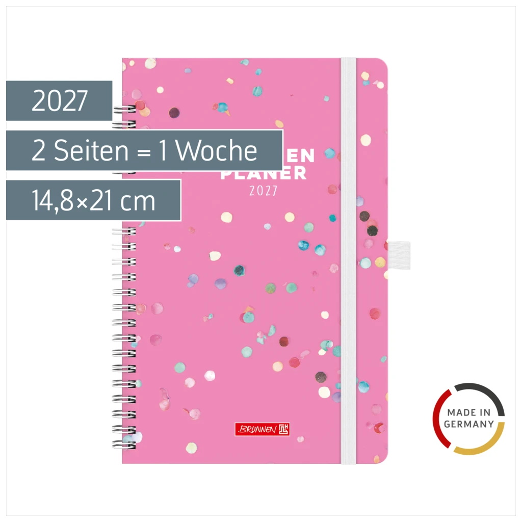 Buchkalender Familienplaner 2027 „Confetti“ | A5, Papier