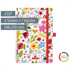 Buchkalender Familienplaner 2027 „Flowers“ | A5, Papier