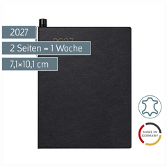 Taschenkalender Mod. 713 2027 | A7, Leder, schwarz