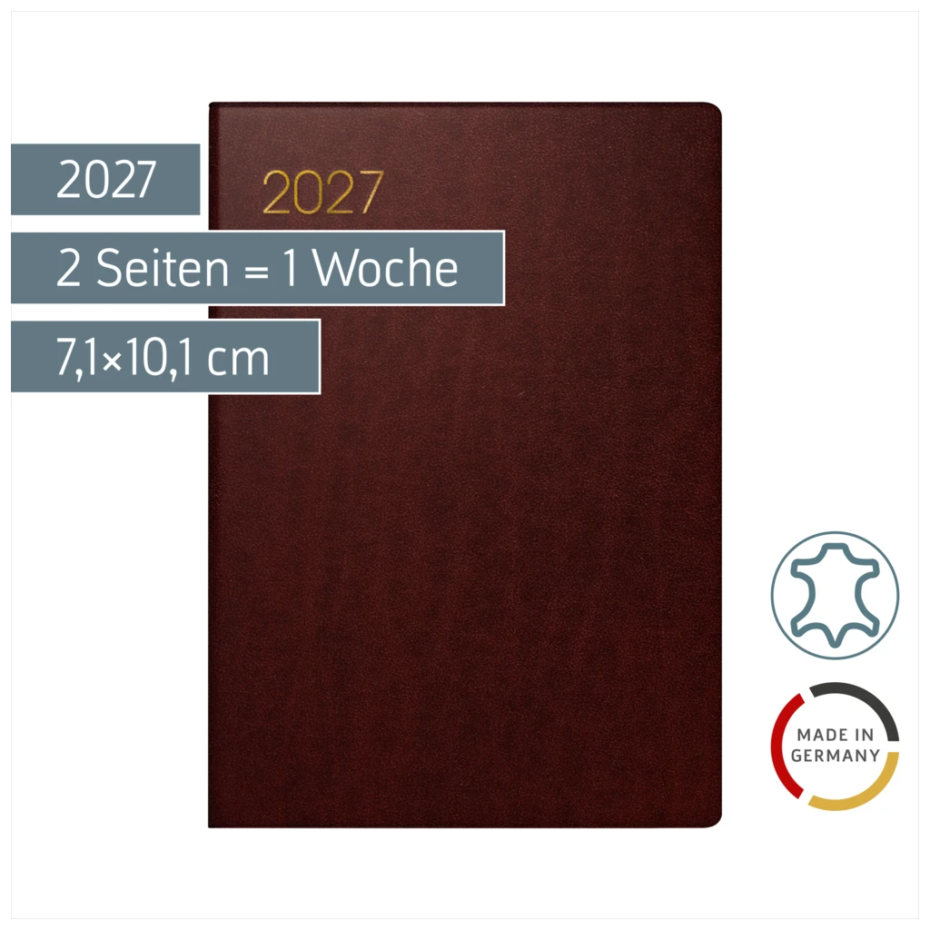 Taschenkalender Mod. 713 2027 | A7, Leder, bordeaux