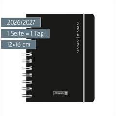 Schülerkalender 2026/2027 „Plain Black“ | A6, Kunststoff