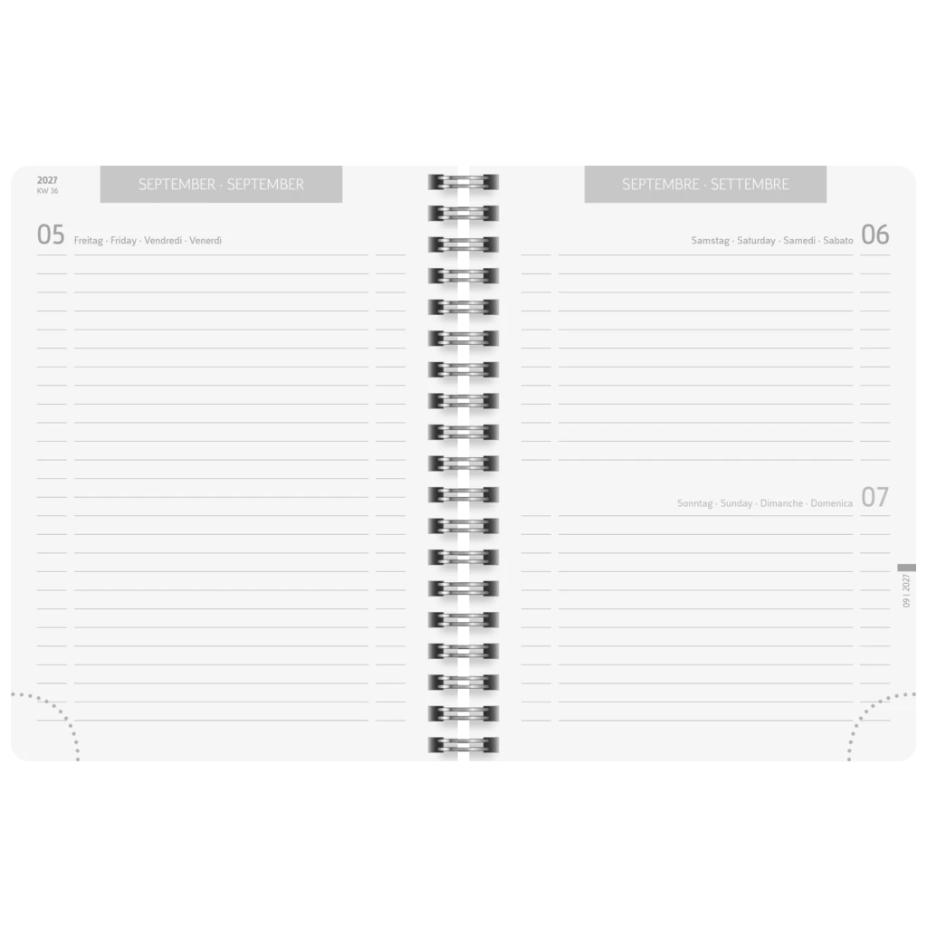 Schülerkalender 2027/2028 „Plain Black“ | A6, Kunststoff