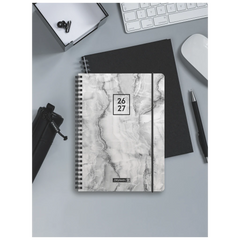 Schülerkalender 2026/2027 „Grey Marble“ | A6, Kunststoff