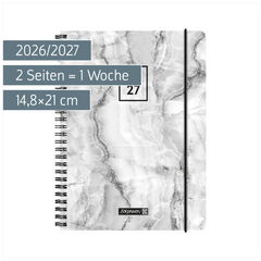 Schülerkalender 2026/2027 „Grey Marble“ | A5, Kunststoff