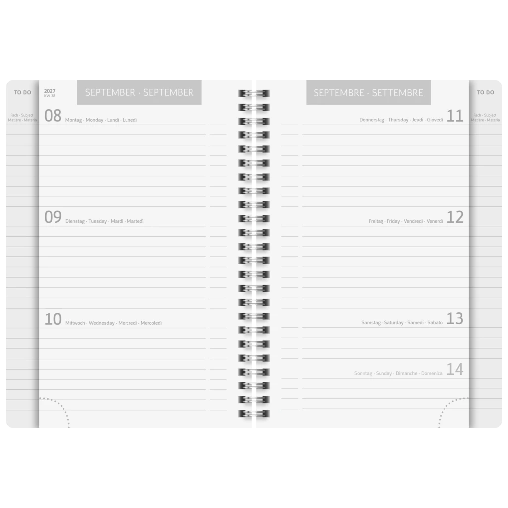 Schülerkalender 2027/2028 „Plain Black“ | A5, Kunststoff