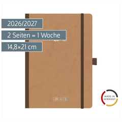 Schülerkalender 2026/2027 „Pressspan braun“ FACT!plus | A5, Karton