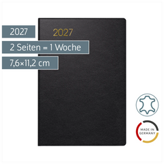 Taschenkalender Mod. 723 2027 | A7, Leder, schwarz