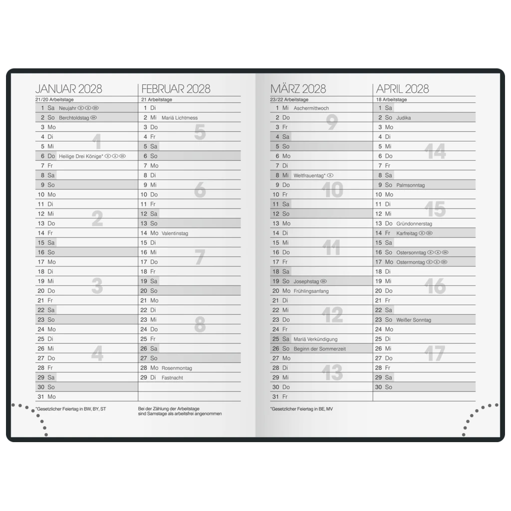 Taschenkalender Mod. 723 2027 | A7, Leder, schwarz