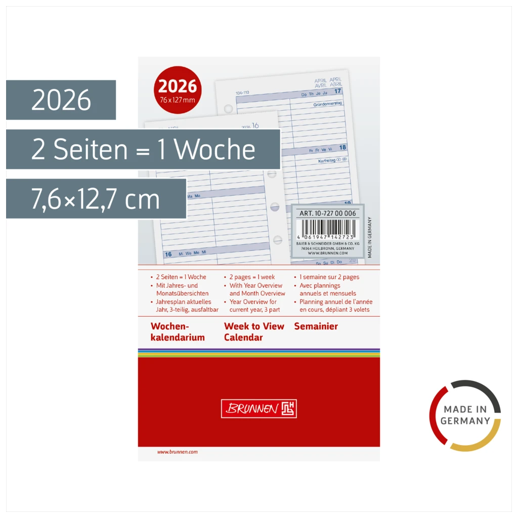 Wochenkalendarium MINI+ 2026 | A7