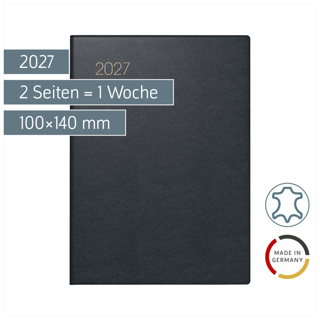 Taschenkalender Mod. 731 2027 | A6, Leder, schwarz