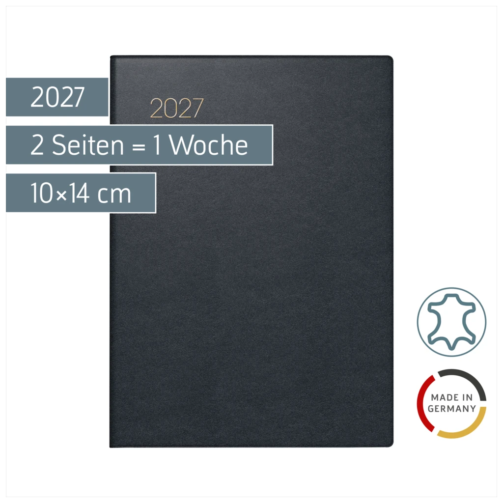 Taschenkalender Mod. 731 2027 | A6, Leder, schwarz