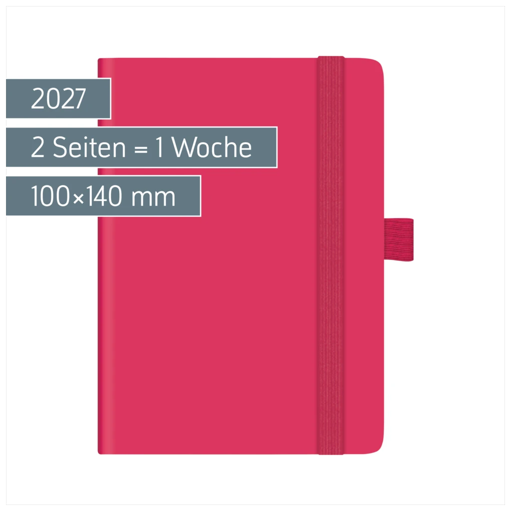 Taschenkalender Kompagnon Mod. 732 66 2027 | A6, Kunststoff, pink