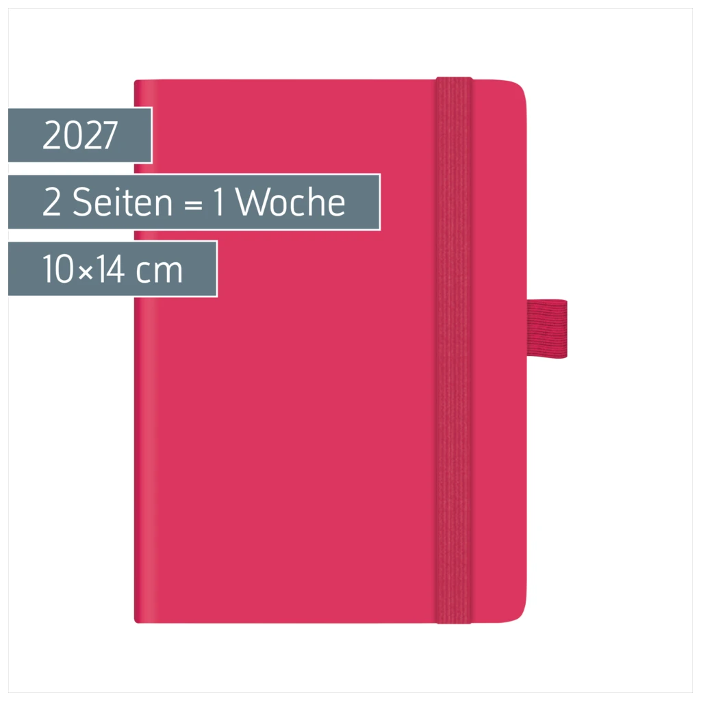 Taschenkalender Kompagnon Mod. 732 66 2027 | A6, Kunststoff, pink