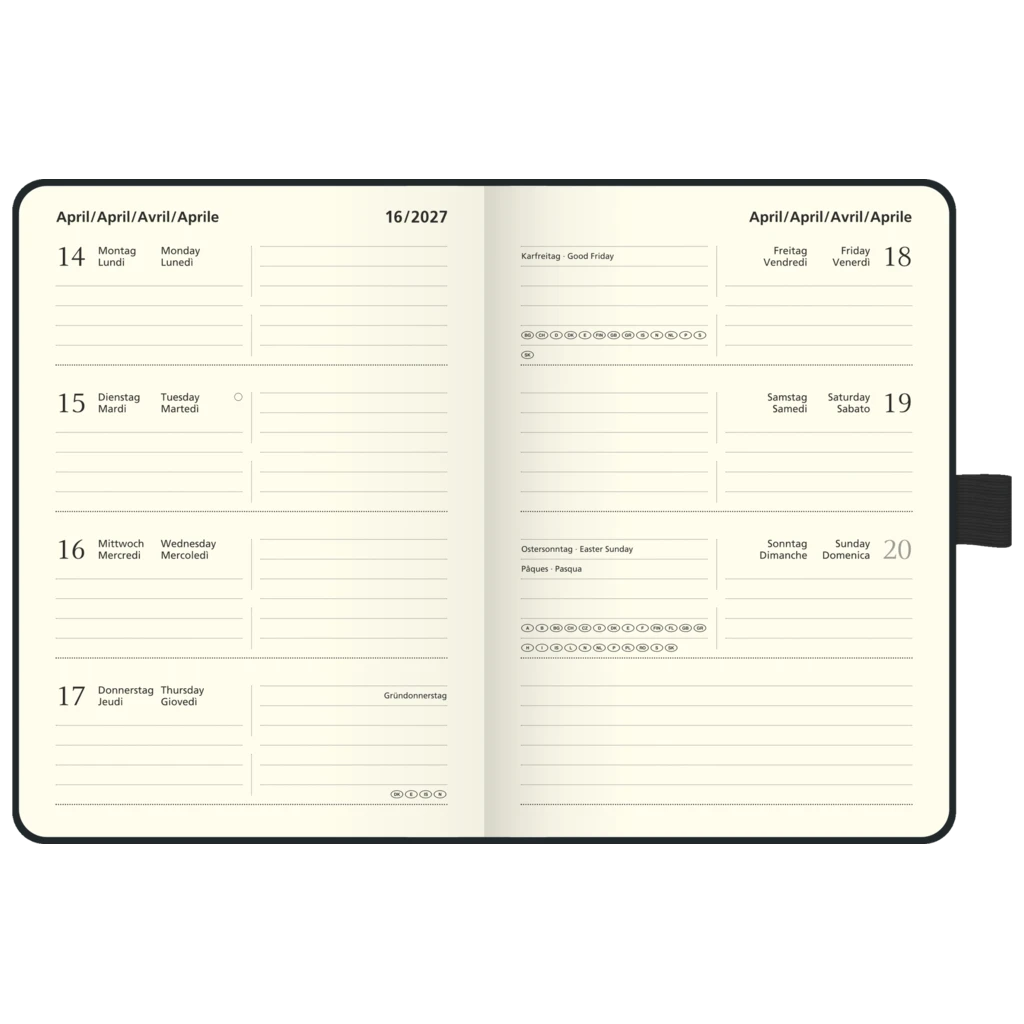 Taschenkalender Kompagnon Mod. 732 66 2027 | A6, Kunststoff, schwarz
