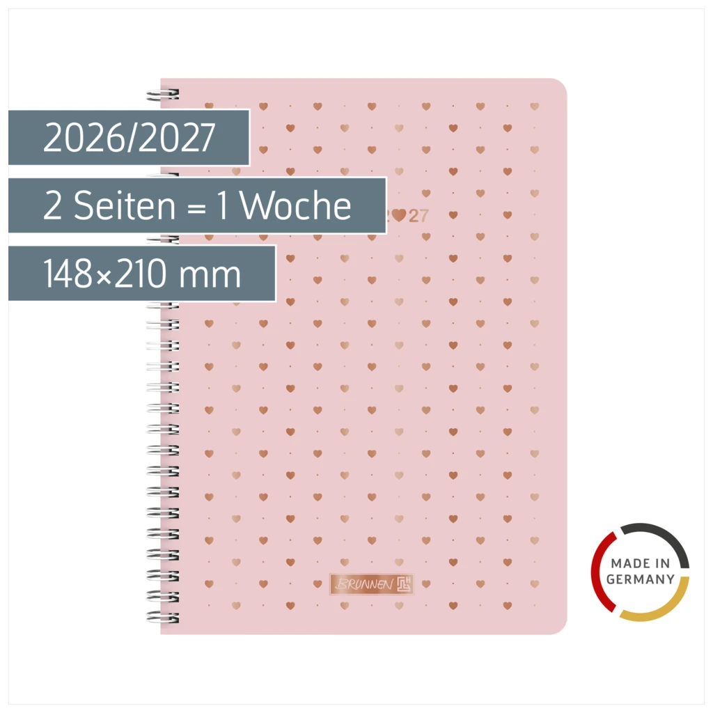 Schülerkalender Style 2026/2027 „Pretty Pink“ | A5, Kunststoff