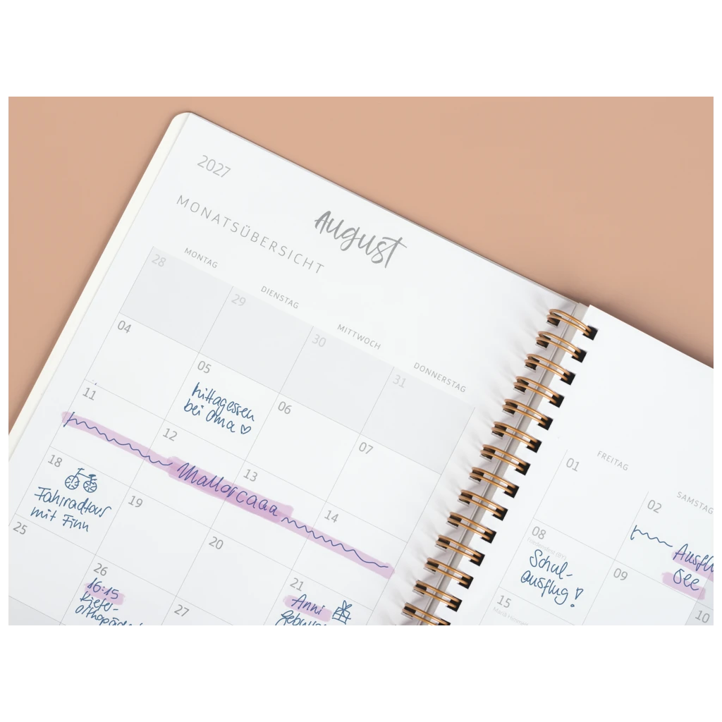 Schülerkalender Style 2027/2028 „Pretty Pink“ | A5, Kunststoff