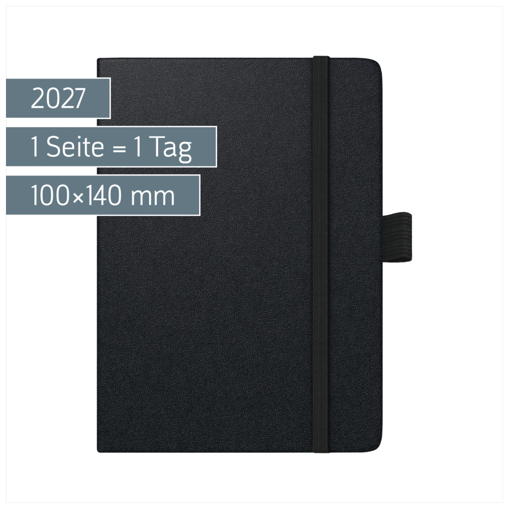 Taschenkalender Kompagnon Mod. 736 66 2027 | A6, Kunststoff, schwarz