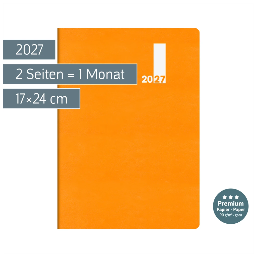 Buchkalender Premium Mod. 739 2027 „SlimLine“ | 17×24 cm, Kunststoff