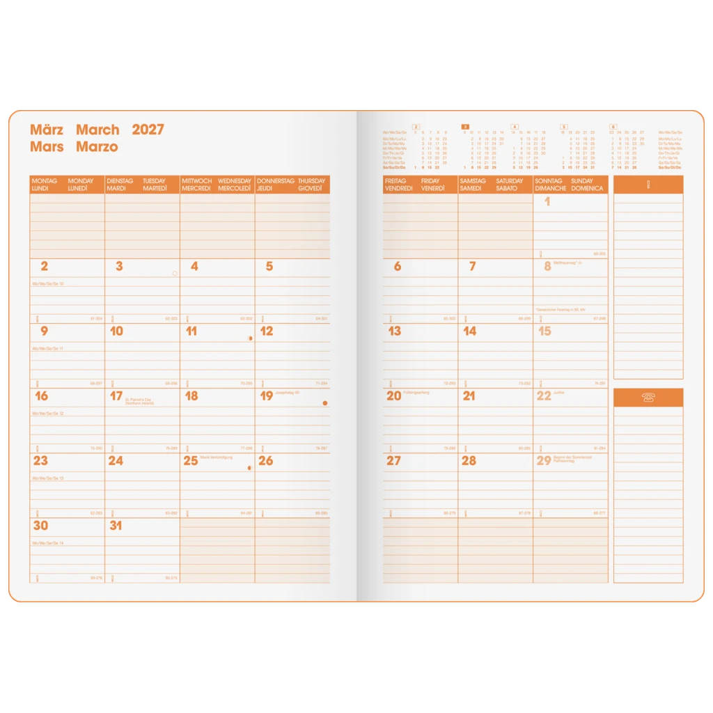 Buchkalender Premium Mod. 739 2027 „SlimLine“ | 17×24 cm, Kunststoff