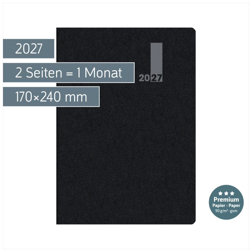 Buchkalender Premium Mod. 739 2027 „SlimLine“ | 170×240 mm, Kunststoff