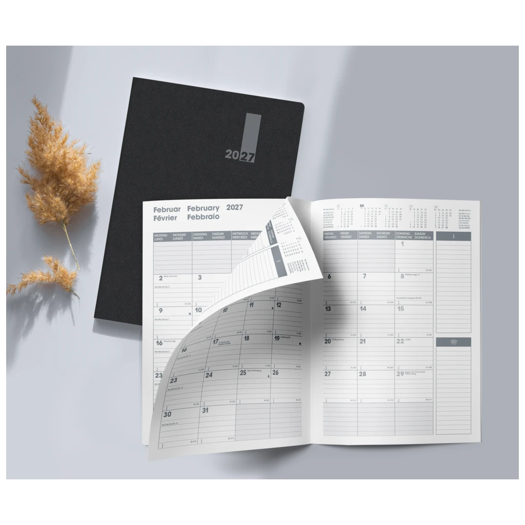 Buchkalender Premium Mod. 739 2027 „SlimLine“ | 17×24 cm, Kunststoff
