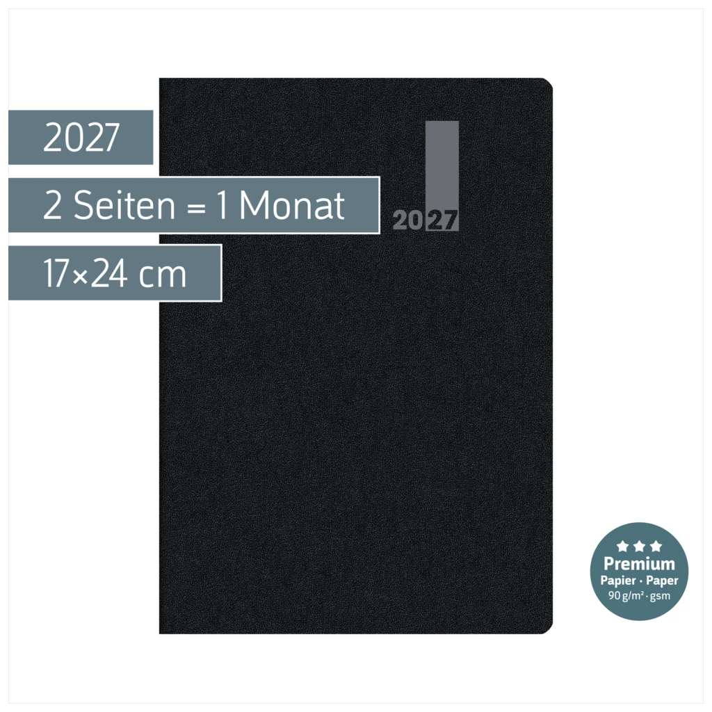 Buchkalender Premium Mod. 739 2027 „SlimLine“ | 17×24 cm, Kunststoff