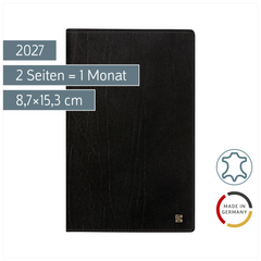 Taschenkalender Mod. 746 2027 | A6, Leder, schwarz