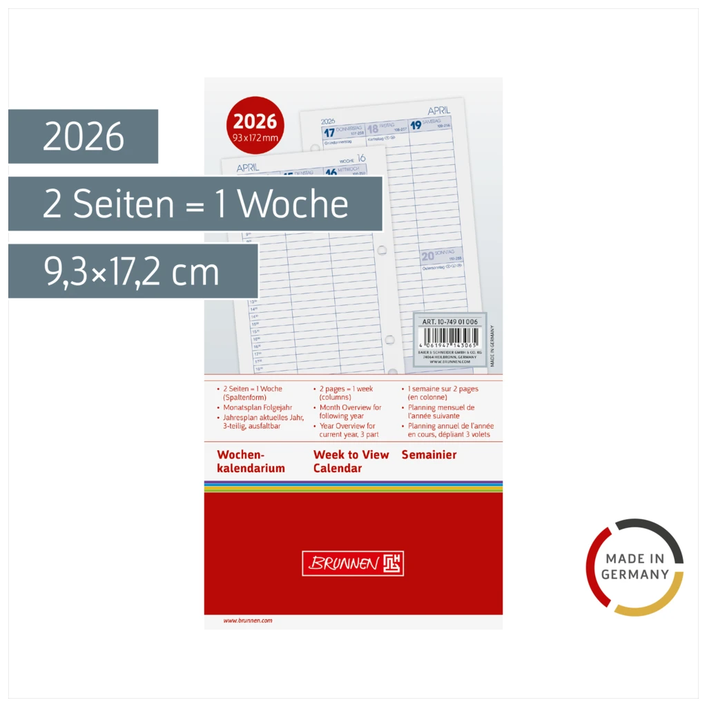 Wochenkalendarium FILIUS 2026 | 9,3×17,2 cm