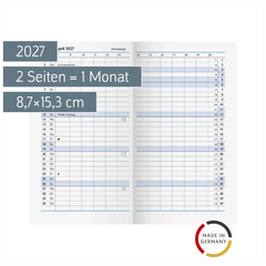 Monats-Ersatzkalendarium Mod. 750 2027 | 8,7×15,3 cm, Karton, weiß