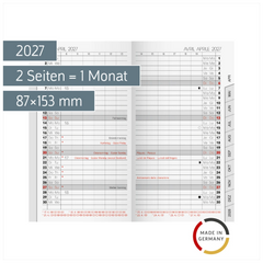 Monats-Ersatzkalendarium Mod. 751 2027 | 87×153 mm, Karton, weiß