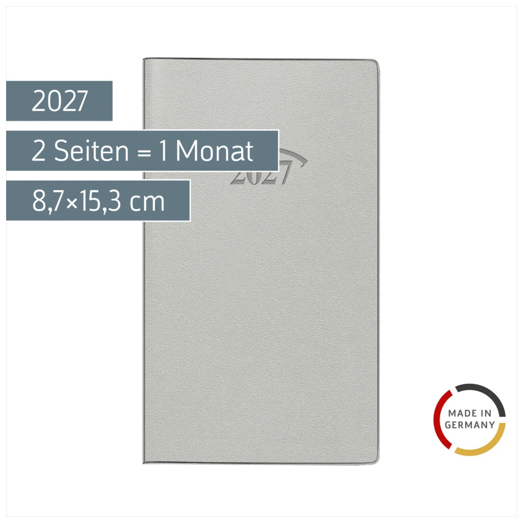 Taschenkalender Mod. 751 2027 | A6, Kunststoff, silber