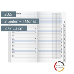 Monats-Ersatzkalendarium Mod. 753 2027 | 8,7×15,3 cm, Karton, weiß