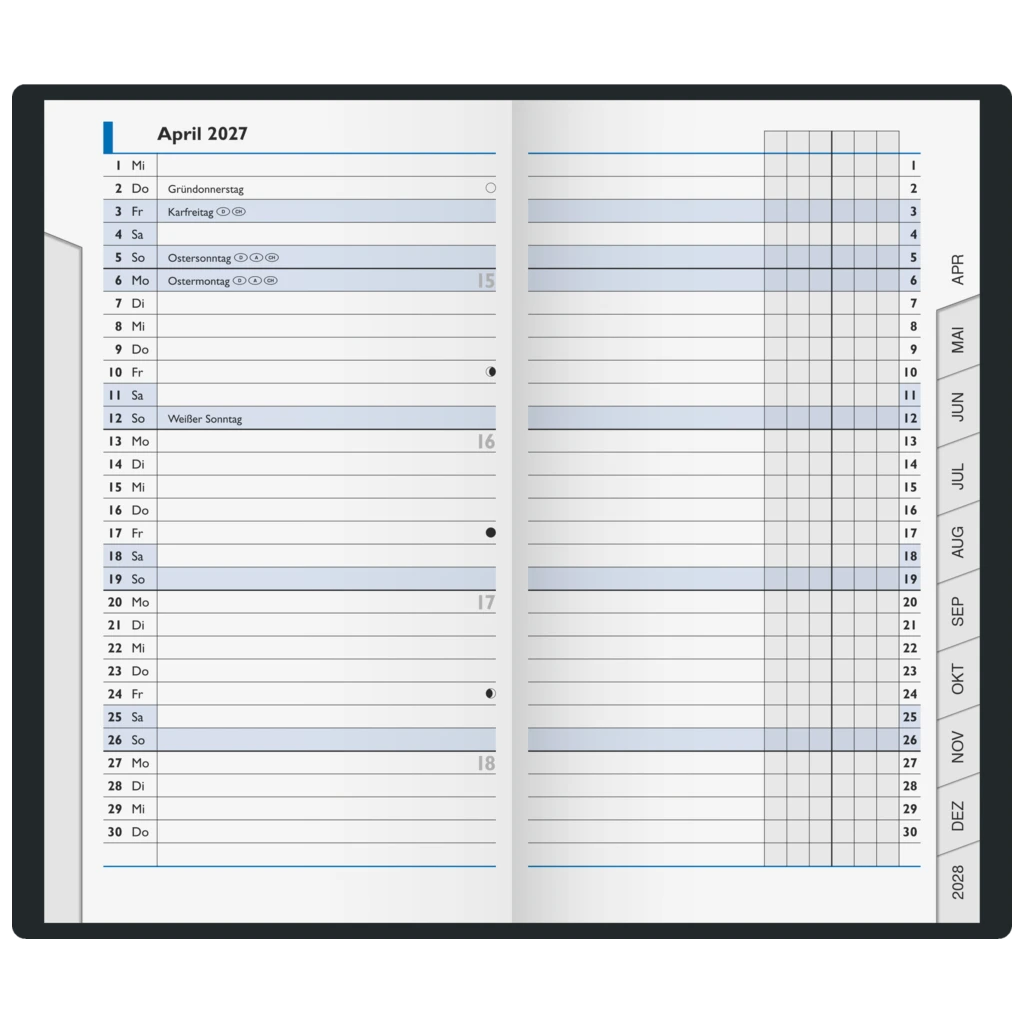 Taschenkalender Mod. 753 2027 | A6, Kunstleder, blau
