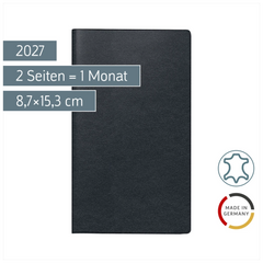 Taschenkalender Mod. 753 2027 | A6, Leder, schwarz