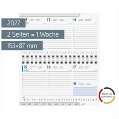 Wochen-Ersatzkalendarium Mod. 755 2027 | 153×87 mm, Karton, weiß