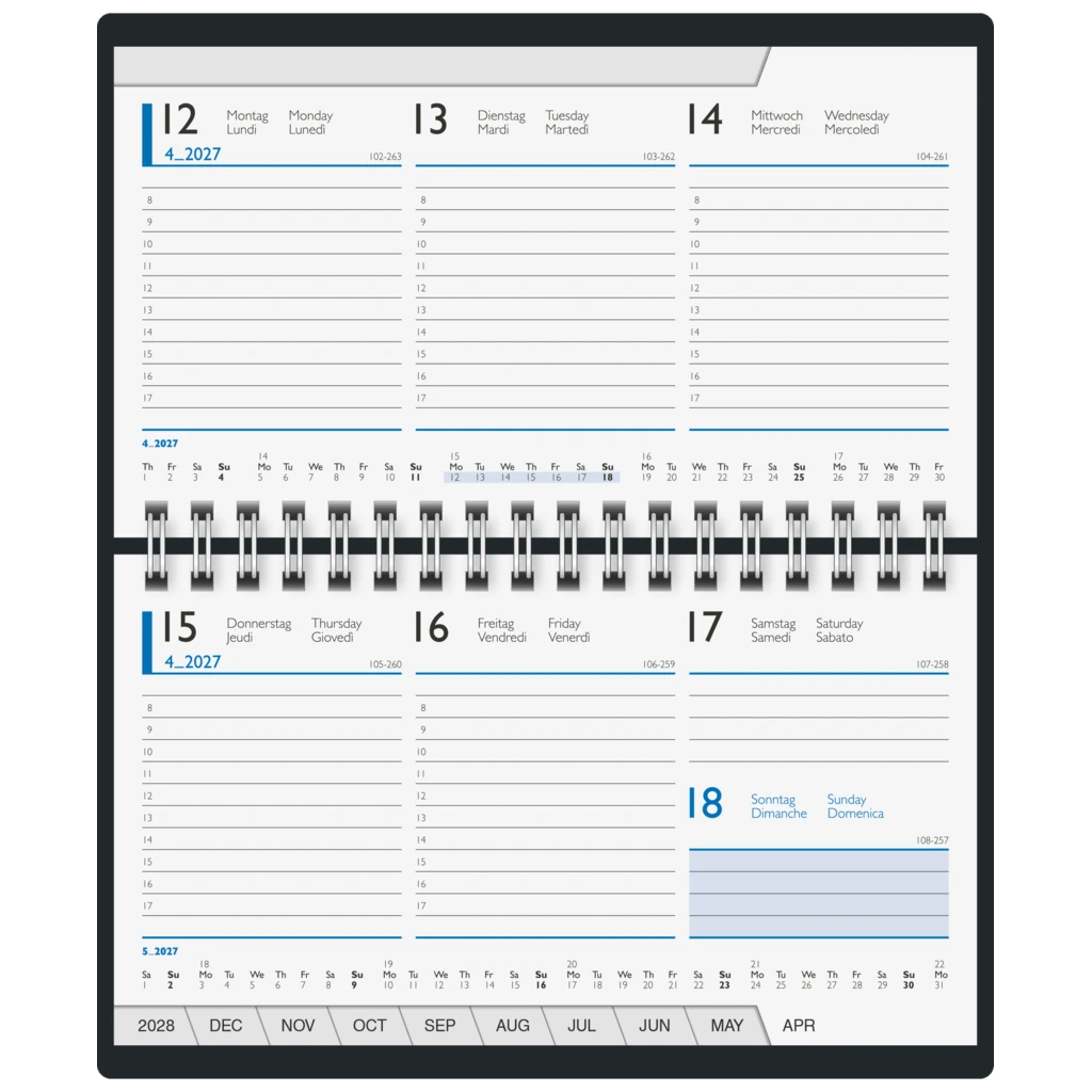 Taschenkalender Mod. 755 2027 | A6 quer, Leder, schwarz