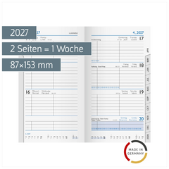 Wochen-Ersatzkalendarium Mod. 756 2027 | 87×153 mm, Karton, weiß