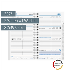 Wochen-Ersatzkalendarium Mod. 756 2027 | 8,7×15,3 cm, Karton, weiß
