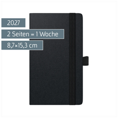 Taschenkalender Kompagnon Mod. 756 66 2027 | A6, Kunststoff, schwarz
