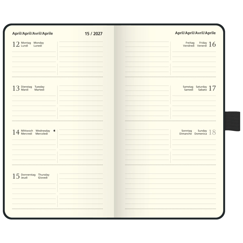 Taschenkalender Kompagnon Mod. 756 66 2027 | A6, Kunststoff, schwarz