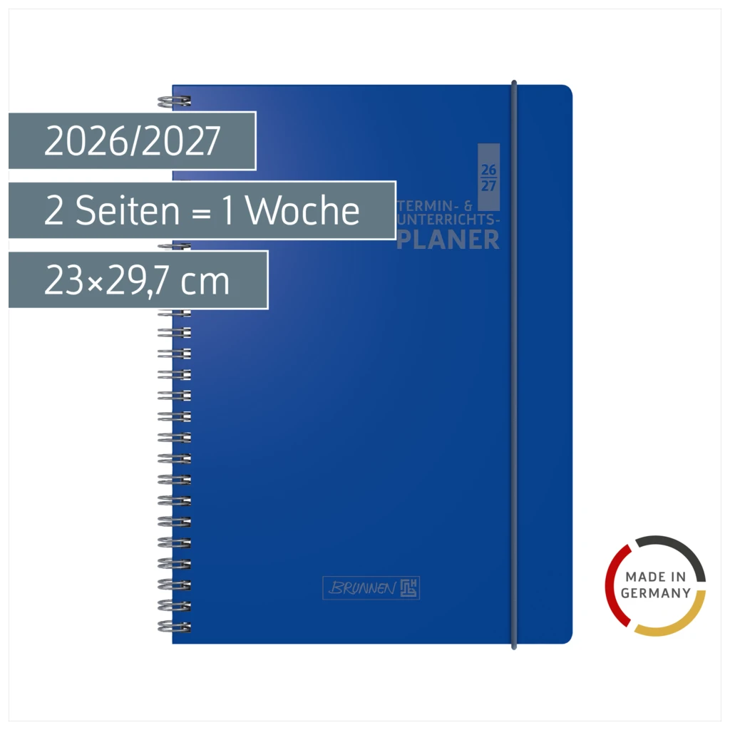 Lehrerkalender 2026/2027 Termin- & Unterrichtsplaner | A4, Kunststoff, blau