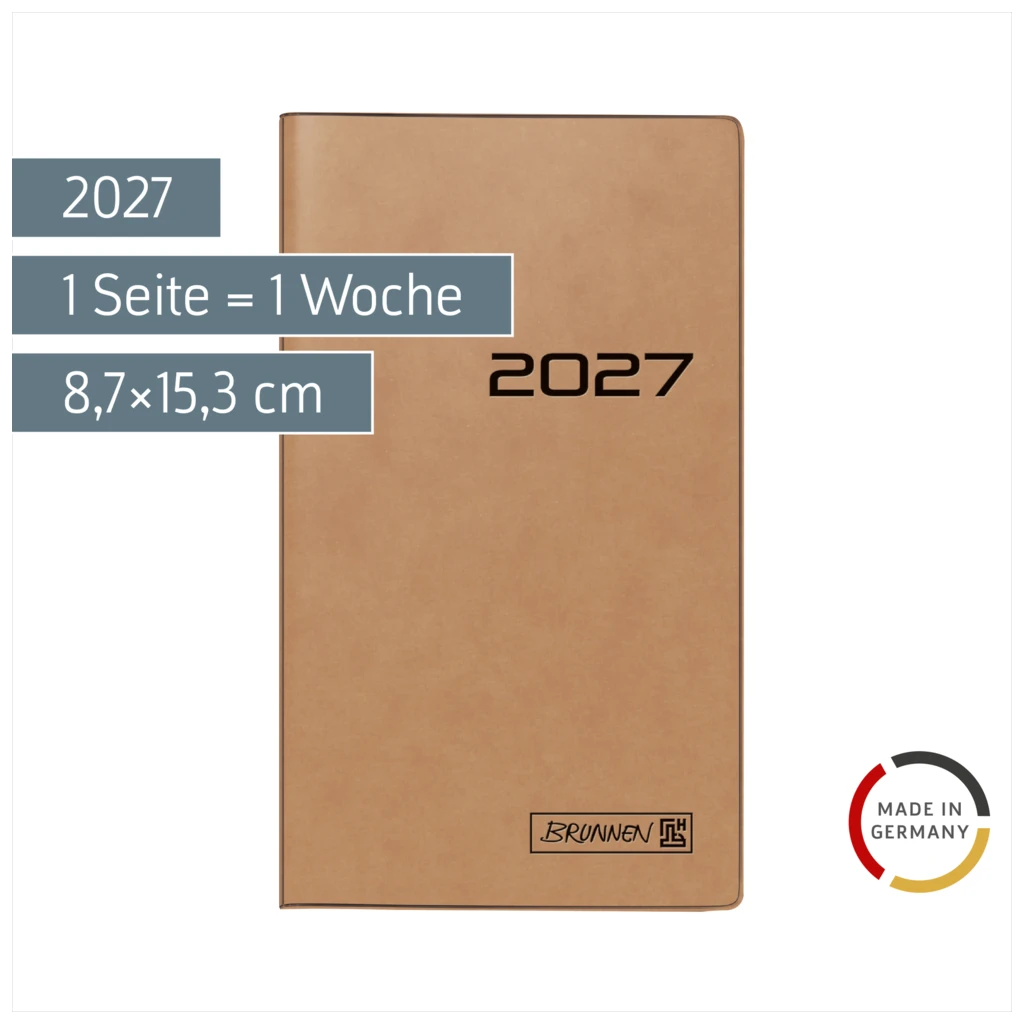 Taschenkalender Mod. 758 2027 | A6, Karton, braun