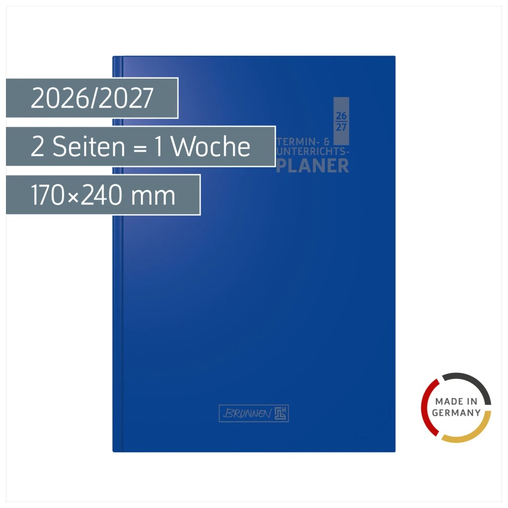 Lehrerkalender 2026/2027 Termin- & Unterrichtsplaner | A5, Kunststoff, blau