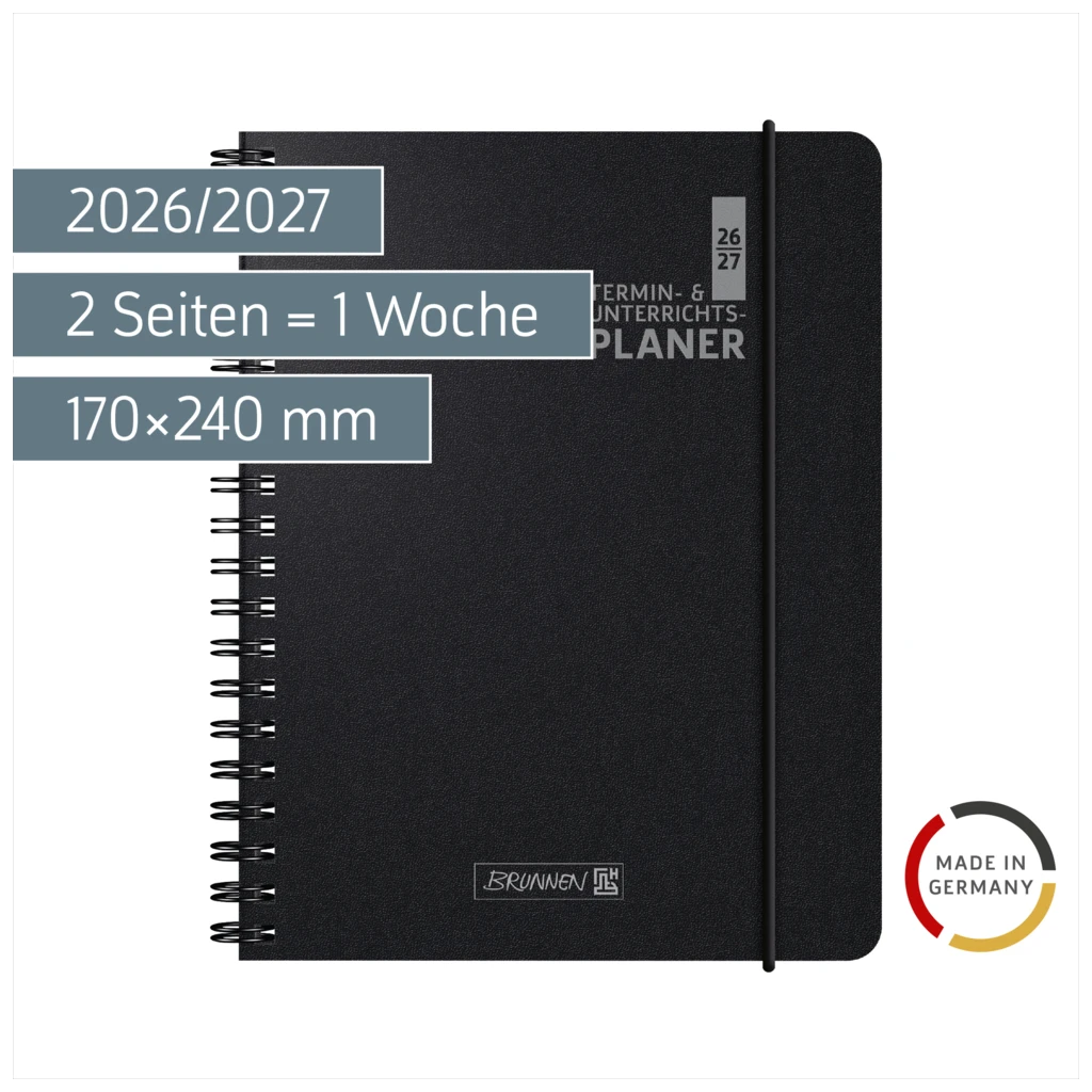 Lehrerkalender 2026/2027 Termin- & Unterrichtsplaner | A5, Kunststoff, schwarz
