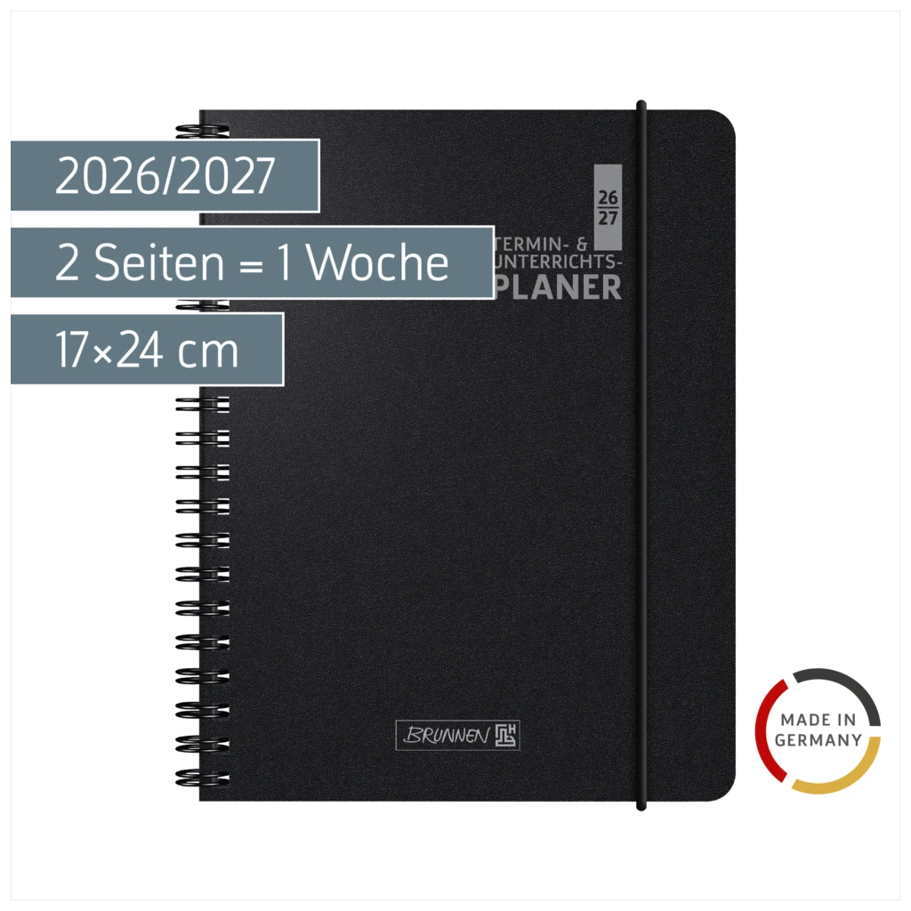 Lehrerkalender 2026/2027 Termin- & Unterrichtsplaner | A5, Kunststoff, schwarz