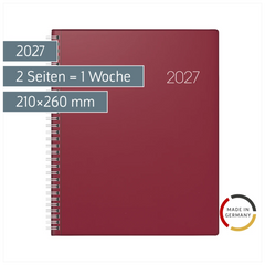 Buchkalender Mod. Manager Wt 7 weektimer 2027 | 210×260 mm, Kunststoff, weinrot