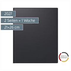 Buchkalender Mod. Manager Wt 7 weektimer 2027 | 21×26 cm, Kunststoff, schwarz